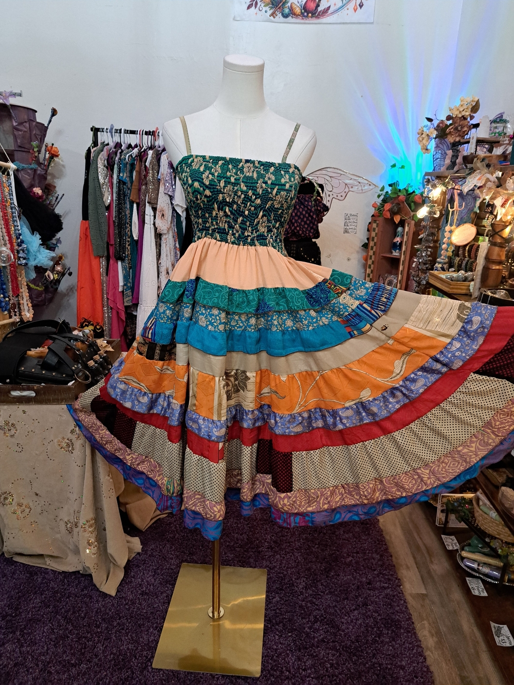 THE WANDERING GARDEN • NEW One-of-a-Kind Patchwork Sari Maxi Dress • OS - Picture 6 of 8